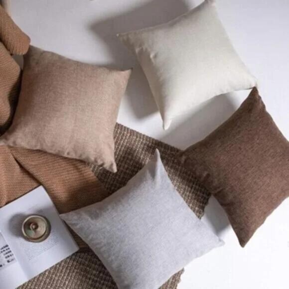 2 Natural Linen Zippered Throw Pillowcases - Picture 4 of 6